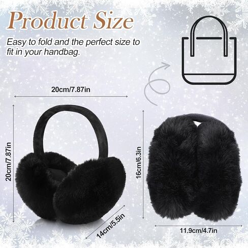 SATINIOR 2 Pieces Winter Ear muffs Faux Fur Earmuffs Cute Foldable Outdoor Ear Warmers Faux Fur Ear Warmers for Women in Kuwait