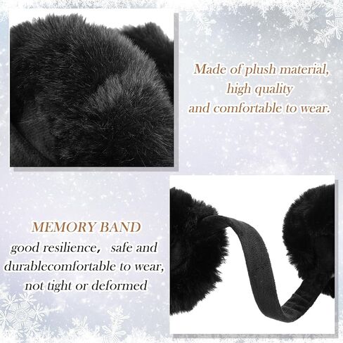 SATINIOR 2 Pieces Winter Ear muffs Faux Fur Earmuffs Cute Foldable Outdoor Ear Warmers Faux Fur Ear Warmers for Women in Kuwait