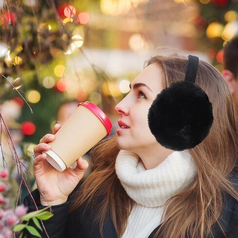 SATINIOR 2 Pieces Winter Ear muffs Faux Fur Earmuffs Cute Foldable Outdoor Ear Warmers Faux Fur Ear Warmers for Women in Kuwait