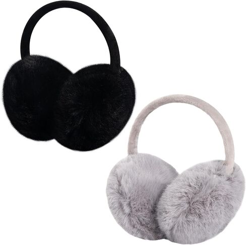 MADHOLLY 2 Pack Adjustable Faux Fur Earmuffs- Soft Warm Ear Muffs for Winter Women Men in Kuwait