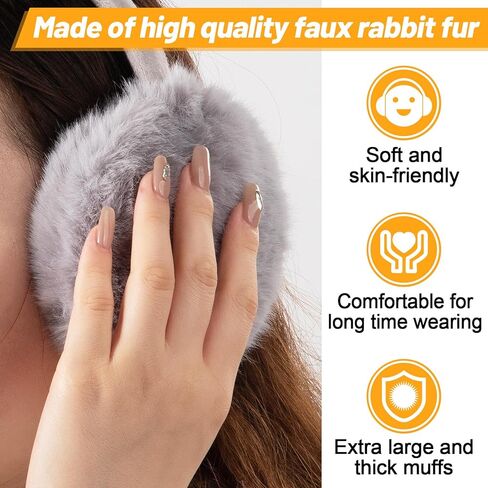 MADHOLLY 2 Pack Adjustable Faux Fur Earmuffs- Soft Warm Ear Muffs for Winter Women Men in Kuwait