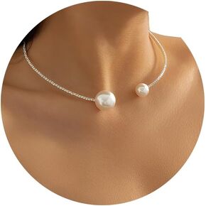 MUAYOUAUM Necklaces C2324 for Women Simulated Pearl Stretch