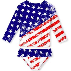 Funnycokid Girls Rash Guard Swimsuit Set Long Sleeve Two Piece Bathing Suit with UPF 50+ UV 2-10 Years
