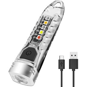 BORUIT V1 Mini Keychain Flashlight with White Red UV Blue Yellow Light-Super Bright 400LM 12 Modes Small Rechargeable LED Flash Light USB-C IPX6 Pocket EDC Torch for Outdoor, Emergency & Daily Use in Kuwait