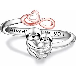 Senpotly 925 Sterling Silver Highland Cow Ring for Women Dainty Highland Cow Mother-child Ring for MOM Birthday Mother's Day Jewelry Gift for Teens Girls Daughter Granddaughter