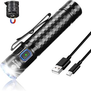 Brinyte E18 Rechargeable LED Flashlight Work Light with Magnetic Base for Hands-Free Lighting, 1200 Lumens Compact Bright EDC Pocket Light, IP68 Waterproof for Home, Outdoors, and Emergency