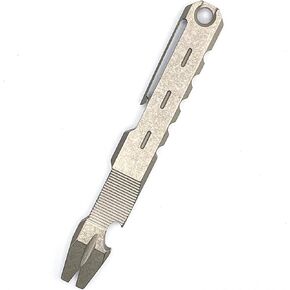 Hamans Titanium EDC Pry Bar with Nail Puller Bottle Opener Function with Pocket Clip EDC Tool (Grey)