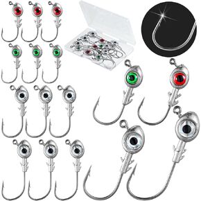 12 Pcs Fishing Jig Heads 3D Eyes Crappie Trout Bass Heads Jigs Tackle Lure Fishing Jigs Heads Hooks Suitable for Freshwater and Saltwater 3/16 oz 1/4 oz 3/8 oz 1/2 oz