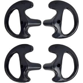 Replacement Earmold Earbud for Two Way Radio Air Acoustic Coil Tube Earpiece Headset，for Motorola Kenwood Baofeng Waike Taike Earpieces (Black, 2 Pairs)