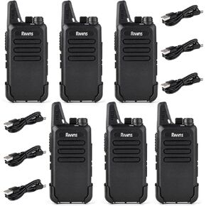 Walkie Talkies Rechargeable Long Range Two-Way Radios with Six-Way Multi-Unit Charger, Rivins 2-Way Radios UHF Handheld Transceiver Walky Talky with Li-ion Battery and Charger（6 Pack）