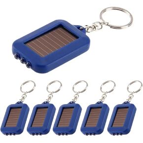 MODOAO Solar LED Keychain Flashlight 5 Pack Portable Small Pocket Light Mini Torch Outdoor Hiking Bag Lock Key Ring Light (blue)