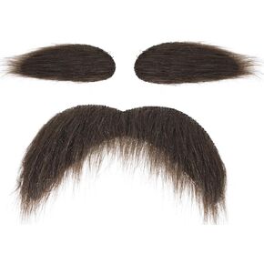 TWAYFEL Yellow Self Adhesive Fake Mustache and Eyebrows, Novelty, Cosplay False Facial Hair for Men and Kids, Costume Accessory for Adults