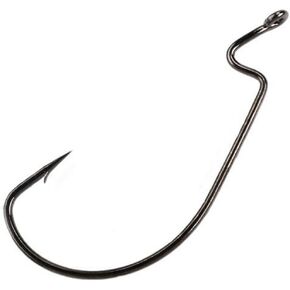 Mustad Ultra Lock Soft Plastics, Wide Gap, Z-Bend Offset 3/0, Black Nickel