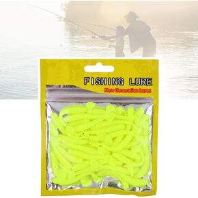 【𝐌𝐚𝐫𝐫𝒚 𝐂𝐡𝐫𝐢𝐬𝐭𝐦𝐚𝐬 𝐋𝐨𝒘𝐞𝐬𝐭 𝐏𝐫𝐢𝐜𝐞】 Fishing Lures, 50PCS 5cm Soft Plastic Fishing Lures T-Tail Grub Worm Baits Fish Tackle Accessory (Yellow)