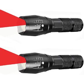 Upgraded Red Light Flashlight Powerful Red LED Flashlight with White Light,Zoomable Red Light for Hunting, Astronomy, Night Vision