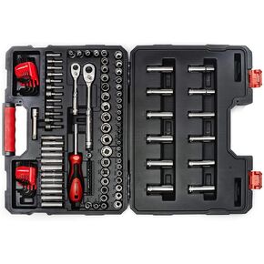 Crescent 121 Pc. 1/4" and 3/8" Drive 6 and 12 Point Standard & Deep SAE/Metric Mechanics Tool Set - CTK121