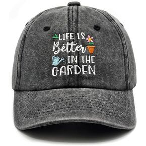 Gardening Gifts for Women, Gardening Hat, Adjustable Washed Cotton Embroidered Baseball Cap