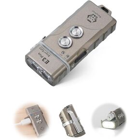 RovyVon E3 Plus EDC Flashlight, 7075 Aluminum Alloy with 6500K Cool White LED,Max 700 Lumen, USB-C Rechargeable Keychain Flashlight, Dual Power by Built-in Li-po/Replaceable AAA Battery