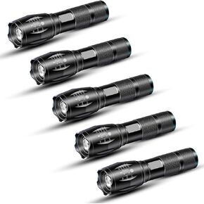 LED Powerful Flashlights 5 Pack, Bright Zoomable Tactical Flashlights High Lumens and 5 Modes, Waterproof Portable Mini Flashlight for Emergency, Camping, and Outdoor Use