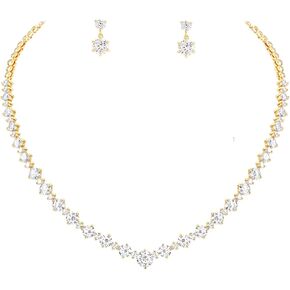 Lovejftty Women's Bridal Jewelry Set for Wedding Brides Bridesmaids, Elegant Prom Costume Necklace and Earring Jewelry Set for Women Evening Wear