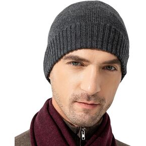 EURKEA 100% Merino Wool Beanie Hat Skullies Watch Cap for Men