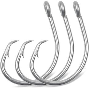 Tuna Circle Hooks Saltwater, 30PCS Wide Gap in-line Tuna Hooks Stainless Steel Fishing Hooks for Catfish Bluegill Tuna Bass Size 5/0-10/0