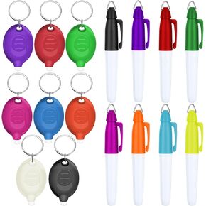 Mini LED Keychain Flashlights & Permanent Marker Pens, Badge Lights for Nurses 12 Lumen Battery Powered, Badge Reel Pen for Nurses Doctor Office Outdoor Gift - Multicolor Shell (16PCS)