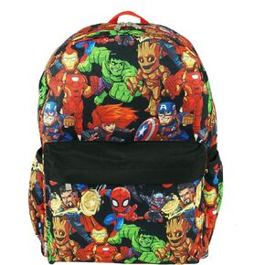Kawaii Avengers 16" Large All Over Print Backpack - (Black)