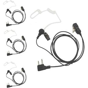 2 Pin Security Ear Piece Walkie Talkie Surveillance Headset Transparent Acoustic Clear Tube Earphone with Ptt Vox for Midland Avph3 gxt FRS gmrs x talker lxt600pa t51r br200 2-Way Radio(4Pack)