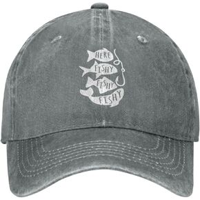 Fishing Hat Hat Here Fishy Fishy Fishy Cap for Women Baseball Cap Funny Cap Gray