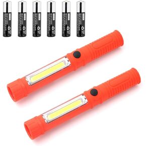LED Work Light Magnetic Flashlights,Unique Cool Gadget Tool for Men Dad Husband Gift Idea,Portable Battery COB Work Lamp for Mechanic,BBQ,Car,Camping,Emergency (2 Pack,Orange,Batteries Included) in Kuwait