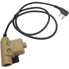 2 Pin U94 Ptt Tactical Push to Talk Button Radio 7mm Adapter System for Baofeng Kenwood(Tan, Civilian Wiring)