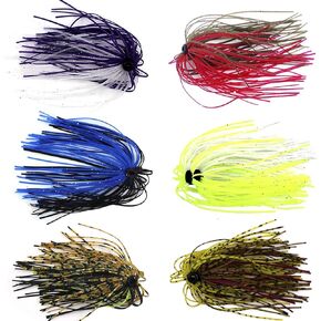 Silicone Jig Skirts DIY Rubber Fishing Jig Lures 12 Bundles 50 Strands Fishing Bait Accessories Spinnerbaits Buzzbaits Spoon Blade Squid Skirt Replacement Part, Fly Tying Material Color Random