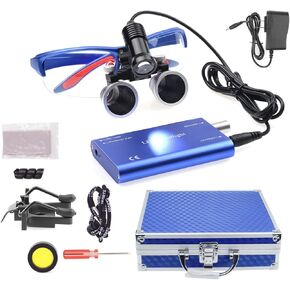 Portable 5W LED Head Light Headlight with 2.5X 3.5X Loupes Binocular Loupes Magnifying Glasses Optical Glass (Black, 3.5X)