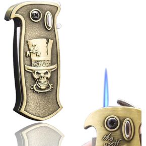 Cool Metal Design Jet Torch Lighter Refillable Butane Novelty Lighter for Gift Fireplace Candle Camping BBQ (Without Gas) (14)
