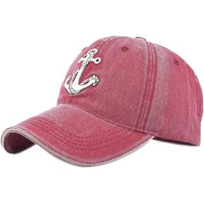 Vintage Baseball Cap Embroidery Anchor Washed Denim Trucker Cap 100% Cotton Sun Hat for Men Women Adjustable Size