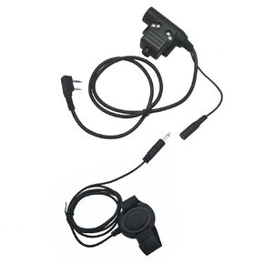 Finger Push to Talk Button U94 Ptt Radio Adapter to 3.5mm for Kenwood Baofeng(Civilian Wiring,Black
