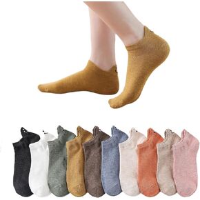 Norther30° Womens Cotton Ankle Socks Low Cut Socks for Women No Show Socks Cotton Casual Socks Non Slip Flat 10Pairs
