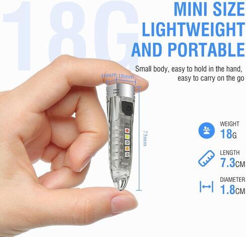 BORUIT V1 Mini Keychain Flashlight with White Red UV Blue Yellow Light-Super Bright 400LM 12 Modes Small Rechargeable LED Flash Light USB-C IPX6 Pocket EDC Torch for Outdoor, Emergency & Daily Use in Kuwait