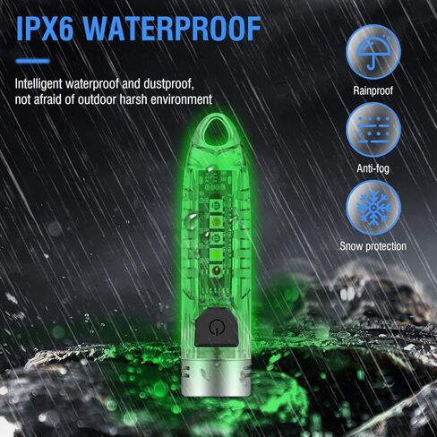 BORUIT V1 Mini Keychain Flashlight with White Red UV Blue Yellow Light-Super Bright 400LM 12 Modes Small Rechargeable LED Flash Light USB-C IPX6 Pocket EDC Torch for Outdoor, Emergency & Daily Use in Kuwait