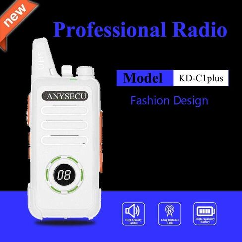 WLN KD-C1 KD-C1plus جهاز إرسال واستقبال لاسلكي صغير محمول في اتجاهين UHF مع شاحن قاعدة أبيض in Kuwait