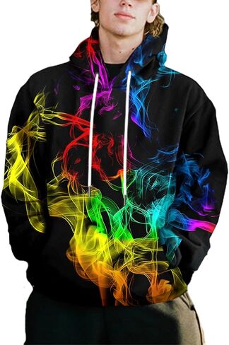 EOWJEED Unisex Novelty 3D Printed Hoodies Long Sleeve Sweatshirts for Men Women with Big Pockets in Kuwait