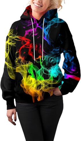 EOWJEED Unisex Novelty 3D Printed Hoodies Long Sleeve Sweatshirts for Men Women with Big Pockets in Kuwait