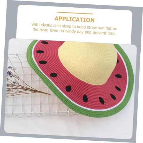 PRETYZOOM واقي من الشمس قبعة من القش قبعة من القش الصيفية قبعة من القش للشاطئ قبعة من القش البطيخ قبعة منسوجة من القش قبعات البطيخ قبعة الشمس المرنة للشاطئ قبعة من القش ذات حافة واسعة قبعة واسعة الحافة قبعة الشمس in Kuwait