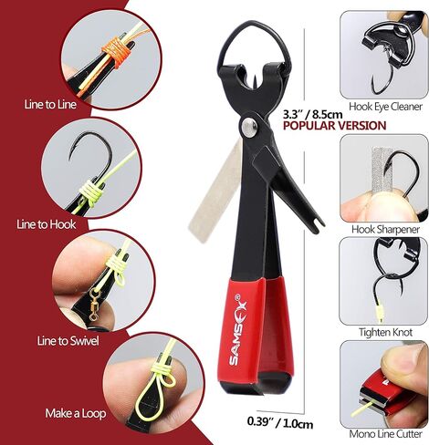 SAMSFX كماشة صيد من الألومنيوم للمياه المالحة مع غمد مموه ومقابض مطاطية غير قابلة للانزلاق، قاطعات كربيد التنجستن، أدوات إزالة الخطاف الدائري المقسم، معدات صيد الأسماك (كماشة بمقبض أخضر + أداة عقدة سريعة) in Kuwait