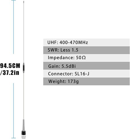 Retevis MA08 Mobile Antenna,UHF 400-470MHz Antenna Compatible with Retevis RT95 RT9000D RT98 RT73 RT97P RT97,Radio Antenna with SL16-J/M Connector,for Cars and Antenna Bases(1 Pack) in Saudi Arabia