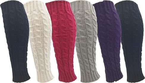 Leg Warmers for Women, 6 Pairs Knee High Cable Knit Warm Thermal Acrylic Winter Sleeve in Saudi Arabia