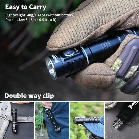 WUBEN E05 مصباح يدوي صغير قابل لإعادة الشحن، 900 لومن مصباح يدوي مغناطيسي فائق السطوع مع 6 أوضاع إضاءة، IP68 مصباح جيب مقاوم للماء للتخييم في الهواء الطلق في حالات الطوارئ الداخلية in Kuwait