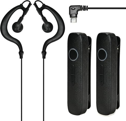ASAWASA 2PCS Wearable walkie talkies,400-470MHZ Mini Two Way Radio with Earpiece Headset Set,Suitable for Commercial venues Such as Hotels, Restaurants, Shopping malls, supermarkets, etc（Black） in Kuwait