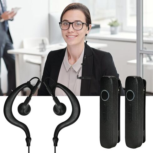 ASAWASA 2PCS Wearable walkie talkies,400-470MHZ Mini Two Way Radio with Earpiece Headset Set,Suitable for Commercial venues Such as Hotels, Restaurants, Shopping malls, supermarkets, etc（Black） in Kuwait